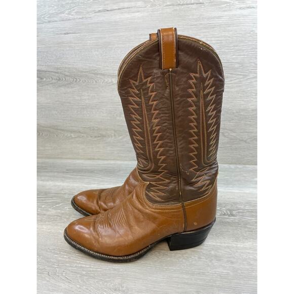 Vintage Tony Lama Men's Brown Leather Sz 9 Pull On Riding Cowboy Western Boot - Picture 3 of 16